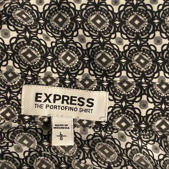 EXPRESS Button Down Blouse Black White Size Lrg - Picture 7 of 7